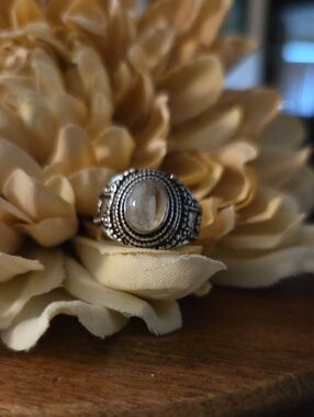 Clear Quartz Ring 925 Sterling Silver Overlay Size 4¾ NEW